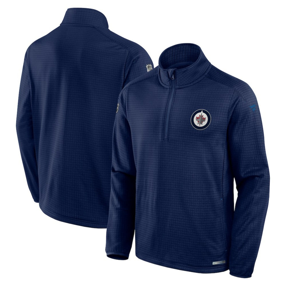 Winnipeg Jets Fanatics Authentic Pro Rink Quarter-Zip Top - Navy Tops