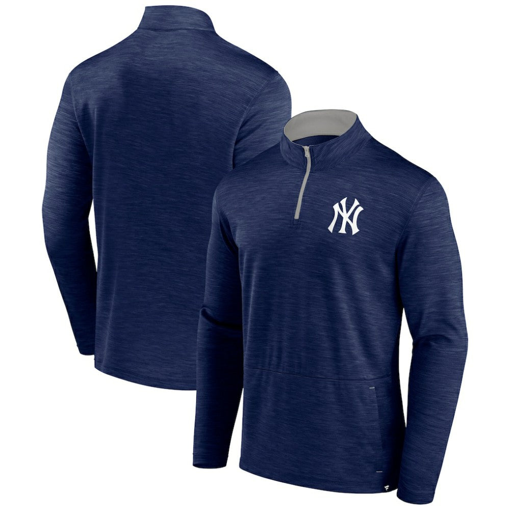 New York Yankees Fundamentals Quarter-Zip Pullover Heather Navy