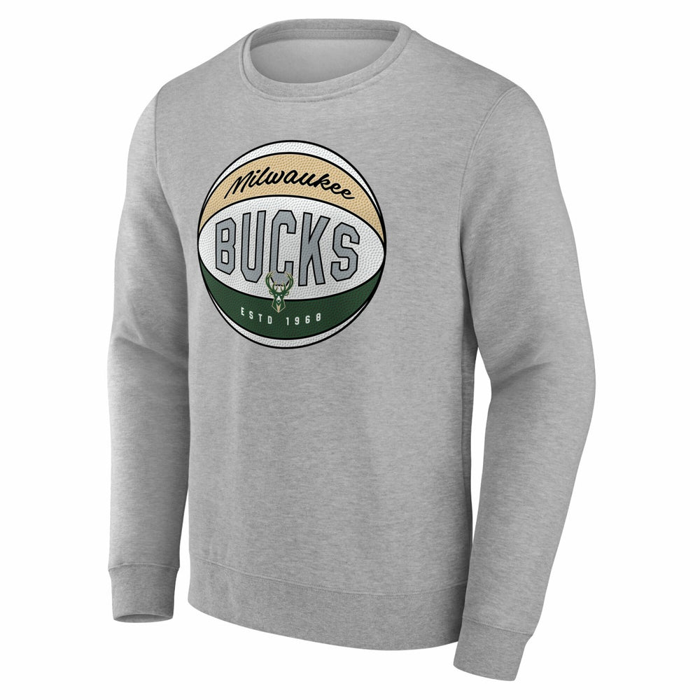 Milwaukee Bucks True Classics Hard Color Fleece Pullover Sweatshirt - Gray sale