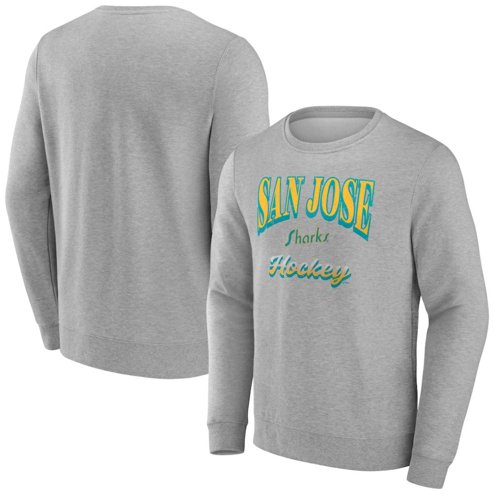 San Jose Sharks Fanatics Light the Candle Fleece Pullover Sweatshirt - Gray Sweatshirts