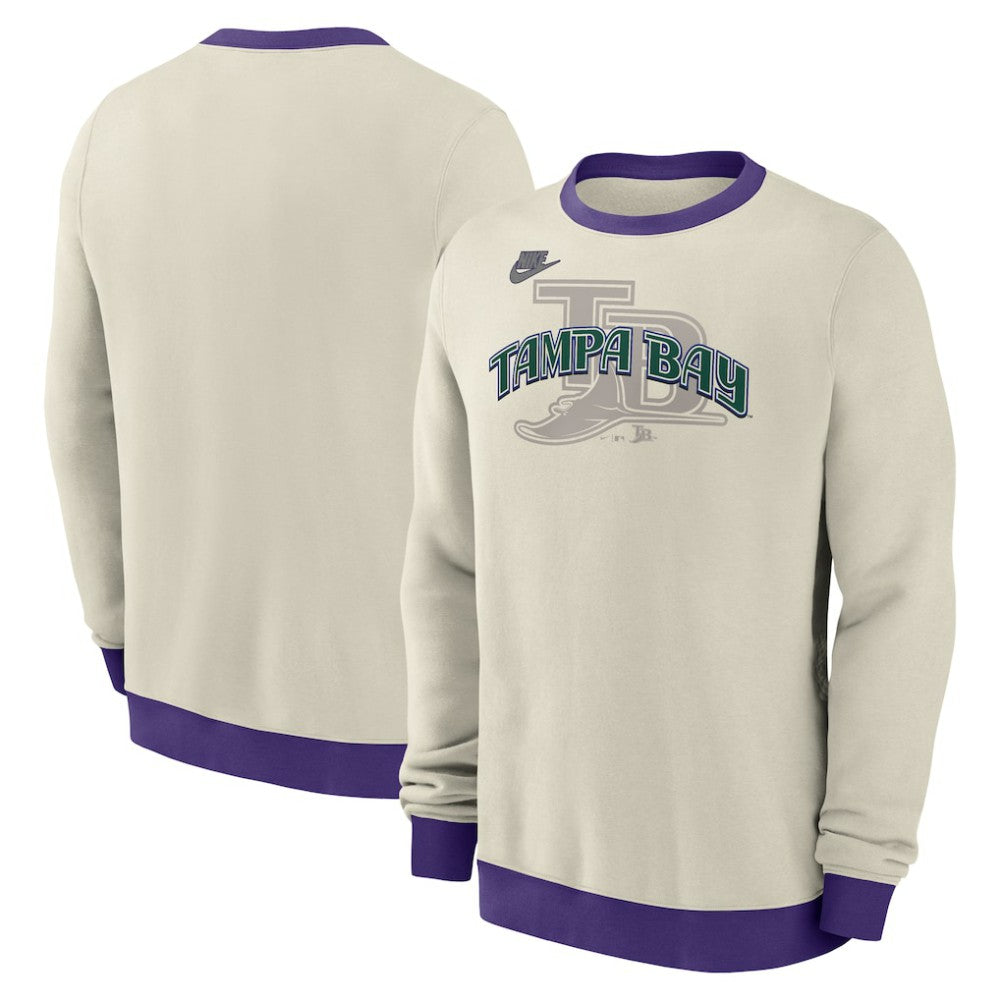Tampa Bay Rays Cooperstown Collection Fleece Pullover Sweatshirt Cream