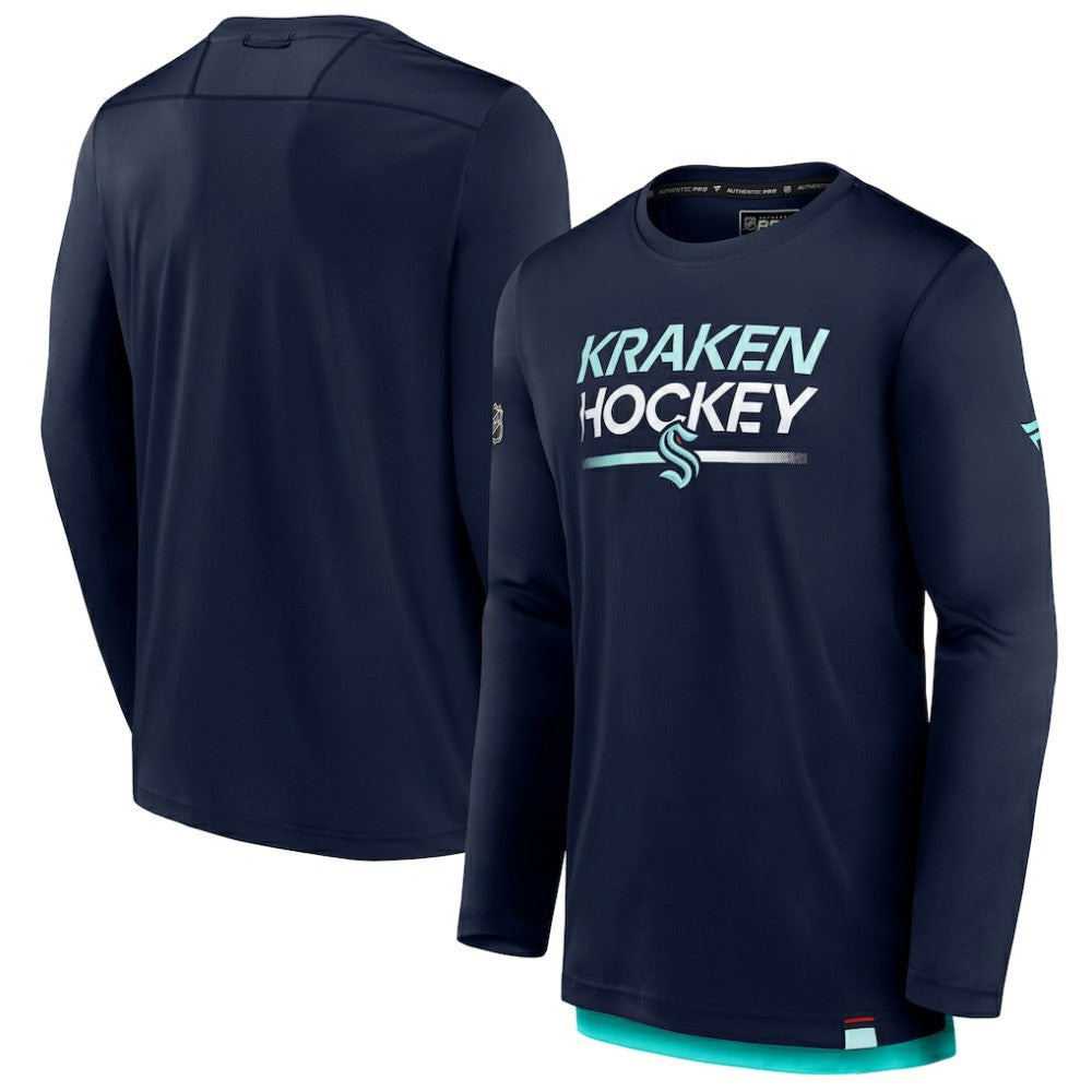 Seattle Kraken Fanatics Authentic Pro Tech Long Sleeve T-Shirt - Deep Sea Blue T-shirts