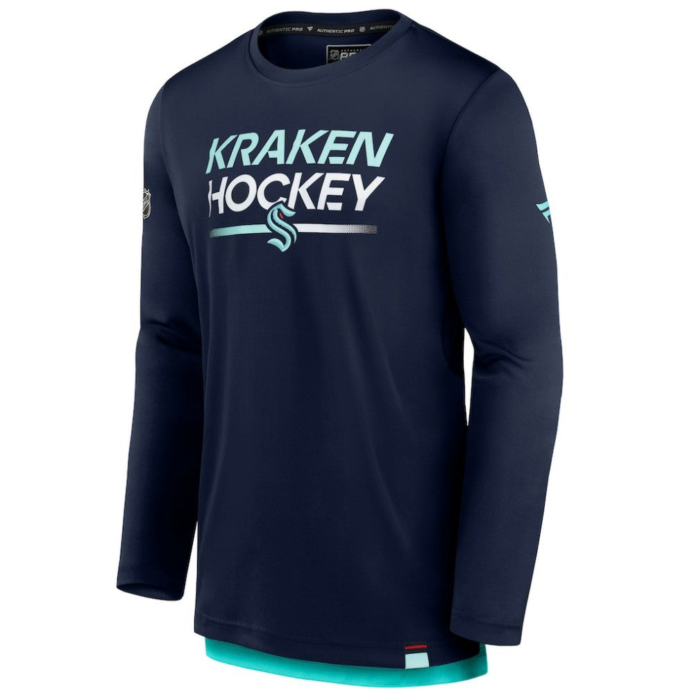 Seattle Kraken Fanatics Authentic Pro Tech Long Sleeve T-Shirt - Deep Sea Blue T-shirts