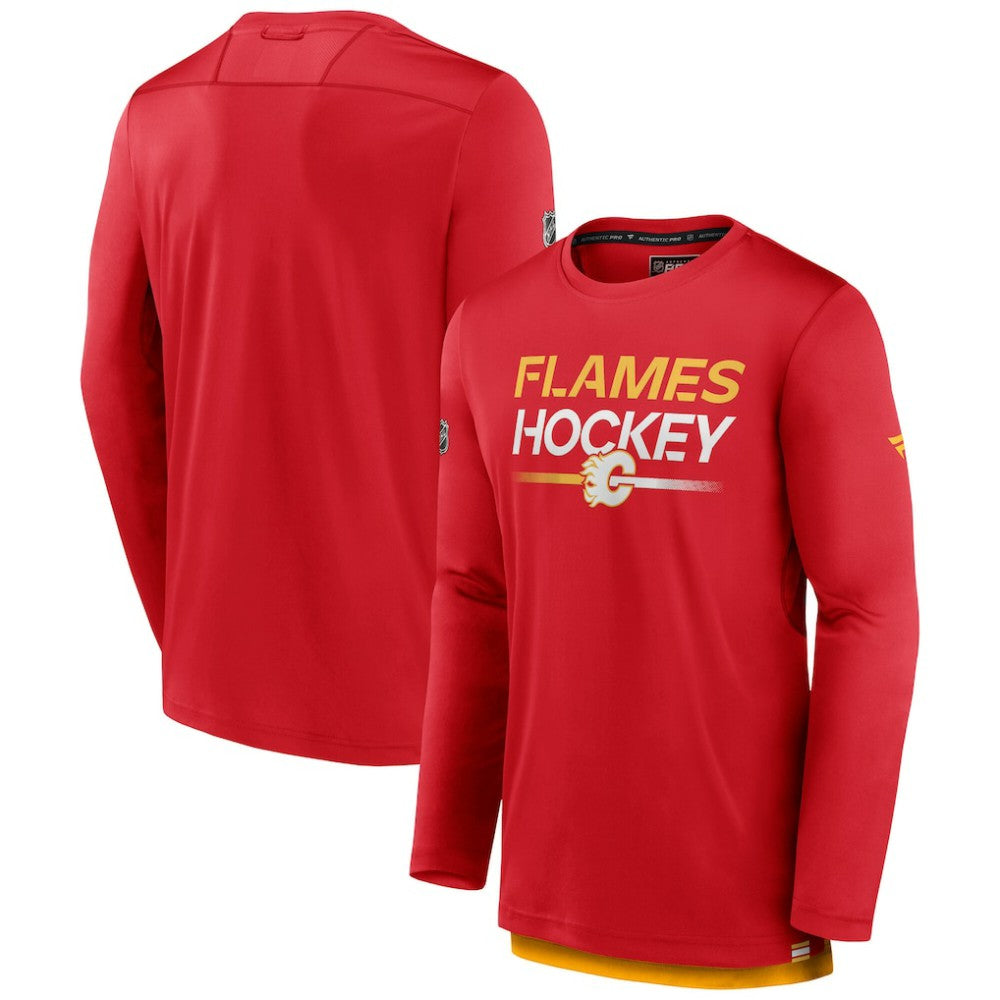 Calgary Flames Fanatics Authentic Pro Tech Long Sleeve T-Shirt - Red T-shirts