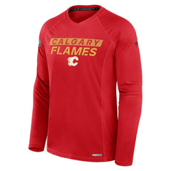 Calgary Flames Fanatics Authentic Pro Rink Tech Raglan Long Sleeve T-Shirt - Red T-shirts