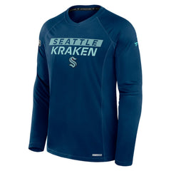 Seattle Kraken Fanatics Authentic Pro Rink Tech Raglan Long Sleeve T-Shirt - Deep Sea Blue T-shirts