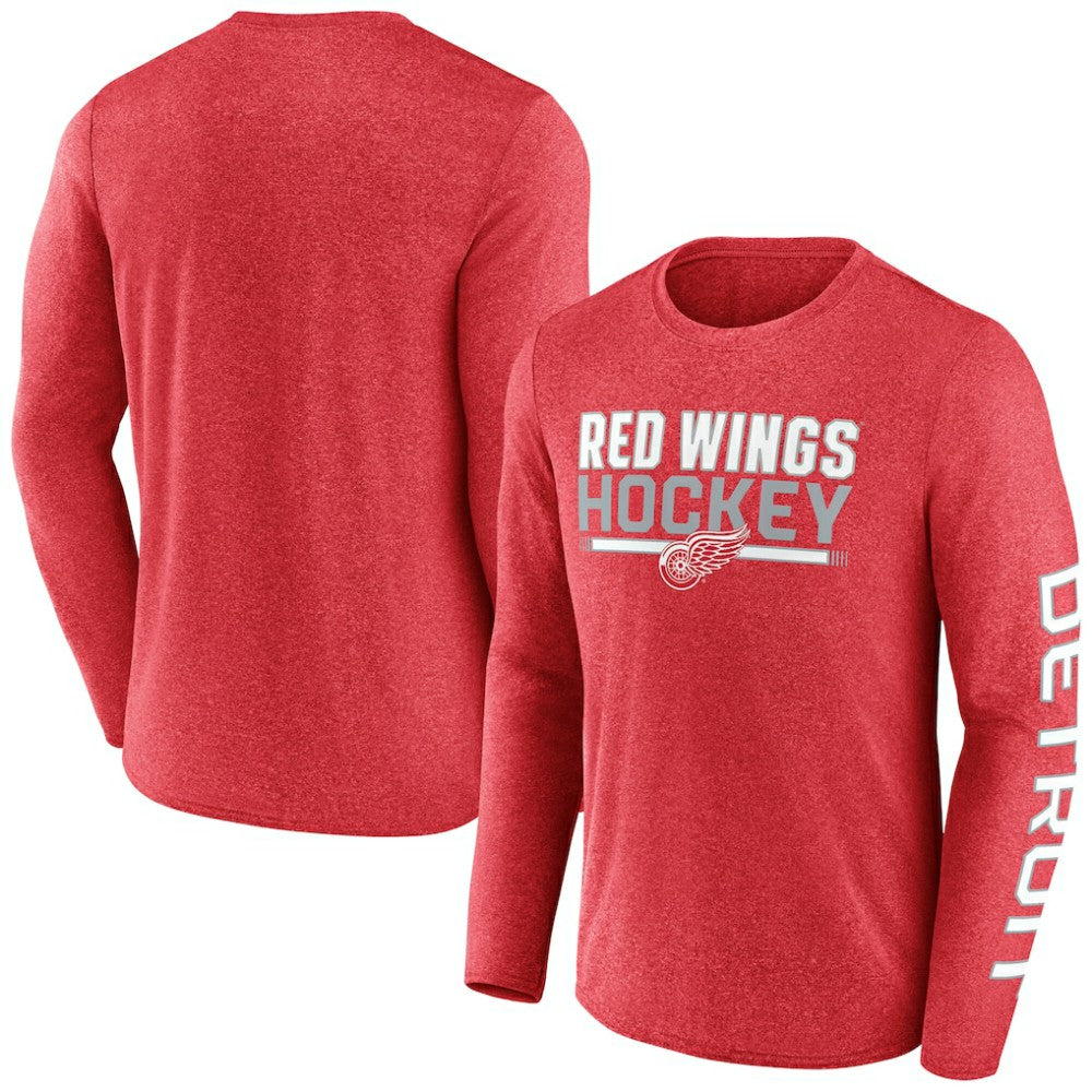 Detroit Red Wings Fanatics Sweep Iconic Synthetic Long Sleeve T-Shirt - Heather Red T-shirts