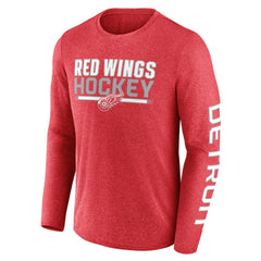 Detroit Red Wings Fanatics Sweep Iconic Synthetic Long Sleeve T-Shirt - Heather Red T-shirts