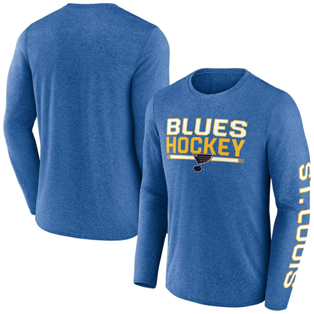 St. Louis Blues Fanatics Sweep Iconic Synthetic Long Sleeve T-Shirt - Heather Blue T-shirts