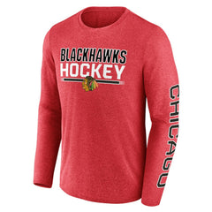 Chicago Blackhawks Fanatics Sweep Iconic Synthetic Long Sleeve T-Shirt - Heather Red T-shirts