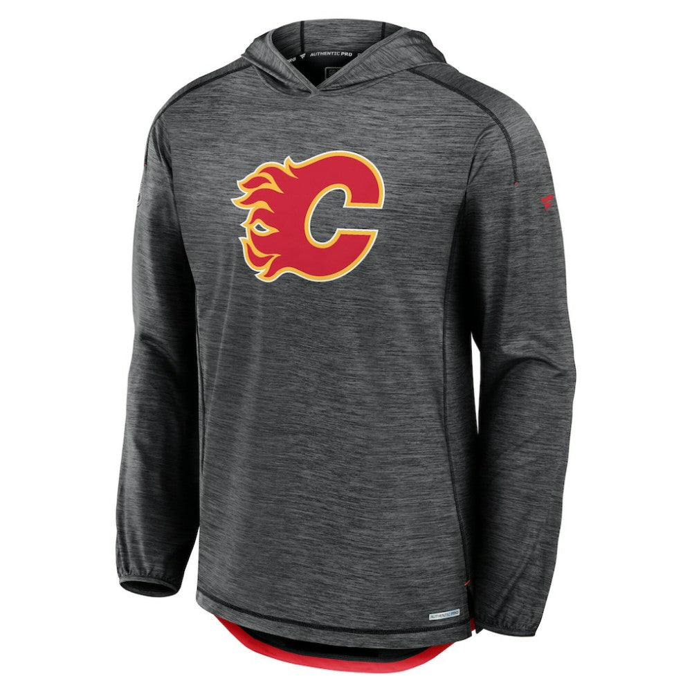 Calgary Flames Fanatics Authentic Pro Rink Pullover Hoodie - Heather Charcoal Hoodies