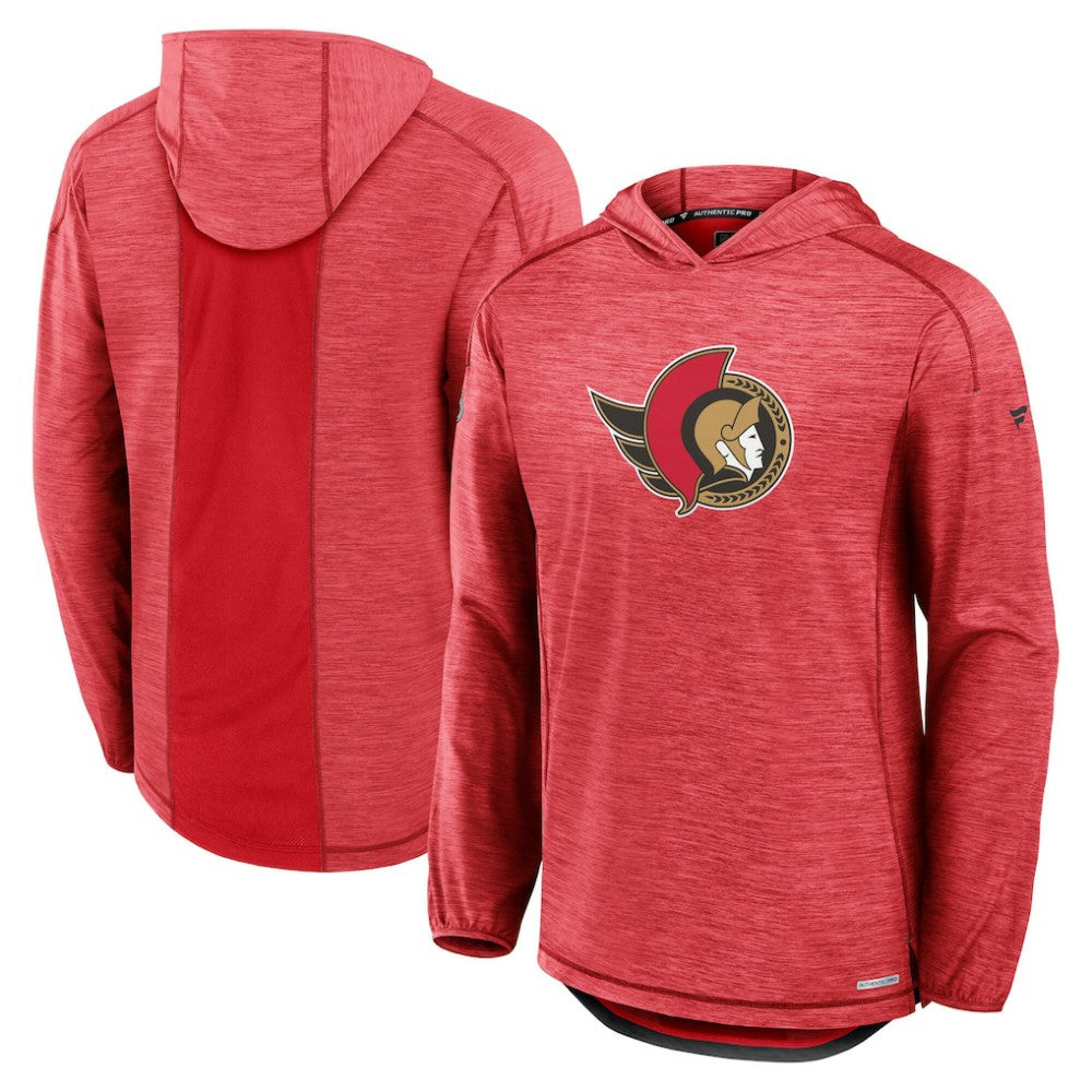 Ottawa Senators Fanatics Authentic Pro Rink Pullover Hoodie - Heather Red Hoodies