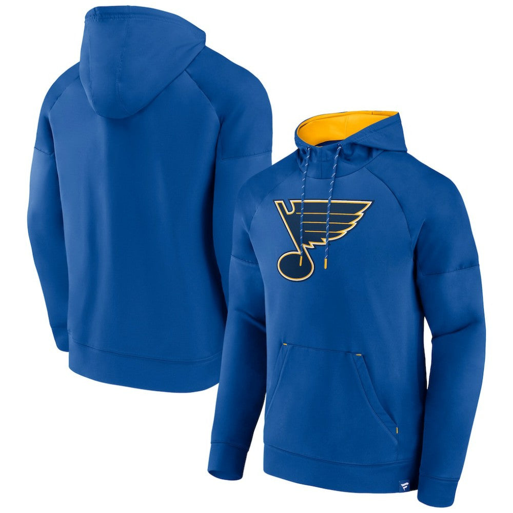 St. Louis Blues Fanatics Iconic Defender Raglan Pullover Hoodie - Royal Hoodies