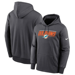 Miami Dolphins Team Muscle Performance Fleece Pullover Hoodie - Anthracite for sale