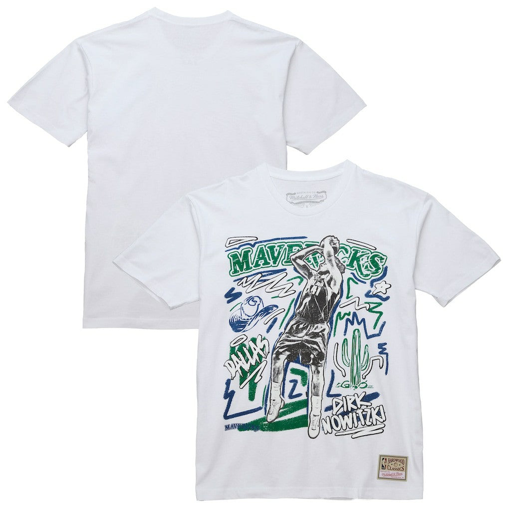 Dirk Nowitzki Dallas Mavericks Hardwood Classics Chalked Up T-Shirt sale - White shop