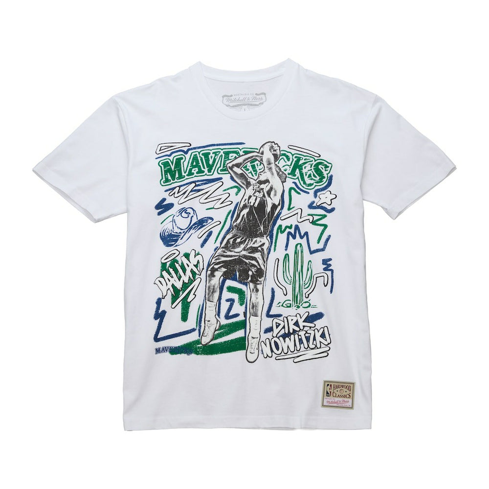 Dirk Nowitzki Dallas Mavericks Hardwood Classics Chalked Up T-Shirt sale - White shop