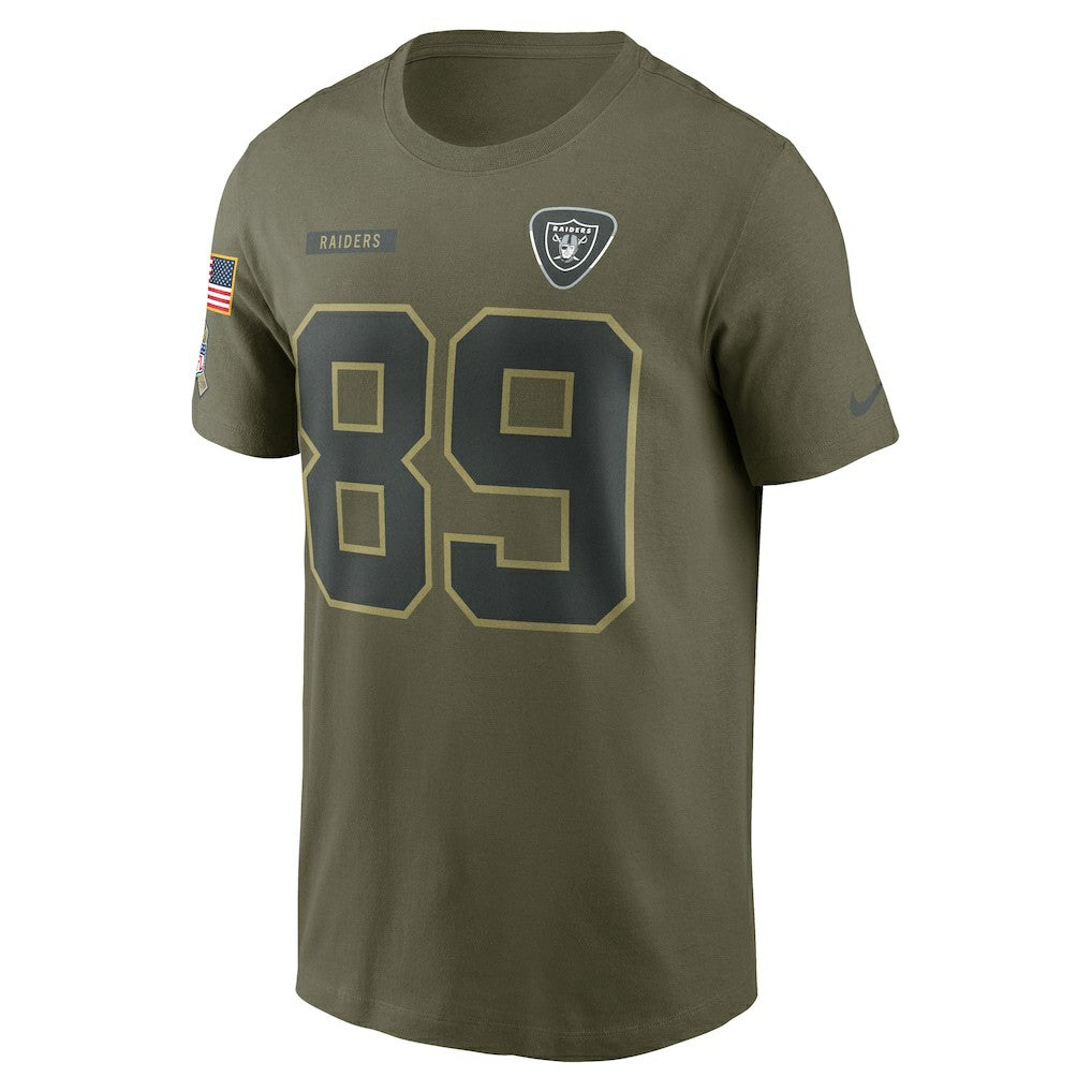 Brock Bowers Las Vegas Raiders 2025 Salute to Service Name & Number T-Shirt - Olive online