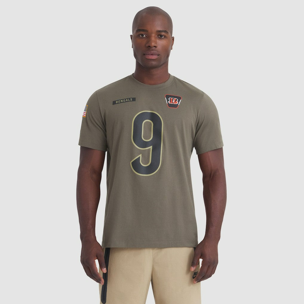 Joe Burrow Cincinnati Bengals 2025 Salute to Service Name & Number T-Shirt - Olive online