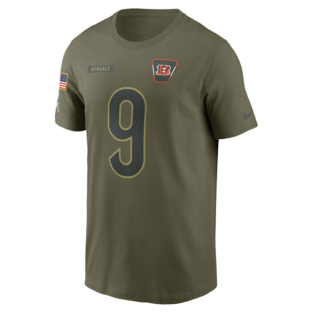 Joe Burrow Cincinnati Bengals 2025 Salute to Service Name & Number T-Shirt - Olive online