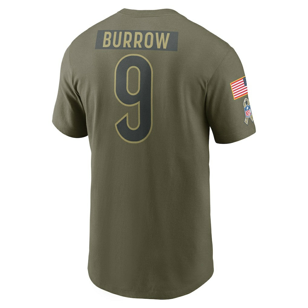 Joe Burrow Cincinnati Bengals 2025 Salute to Service Name & Number T-Shirt - Olive online