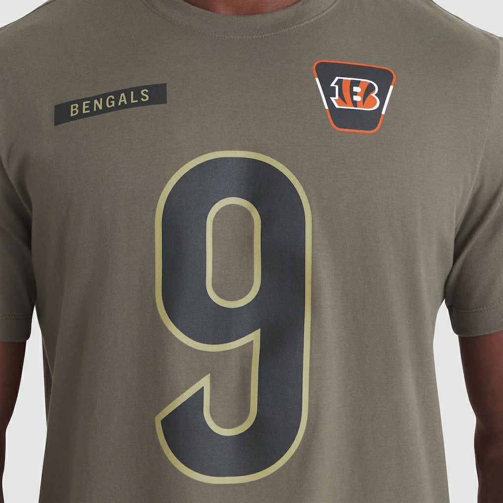 Joe Burrow Cincinnati Bengals 2025 Salute to Service Name & Number T-Shirt - Olive online