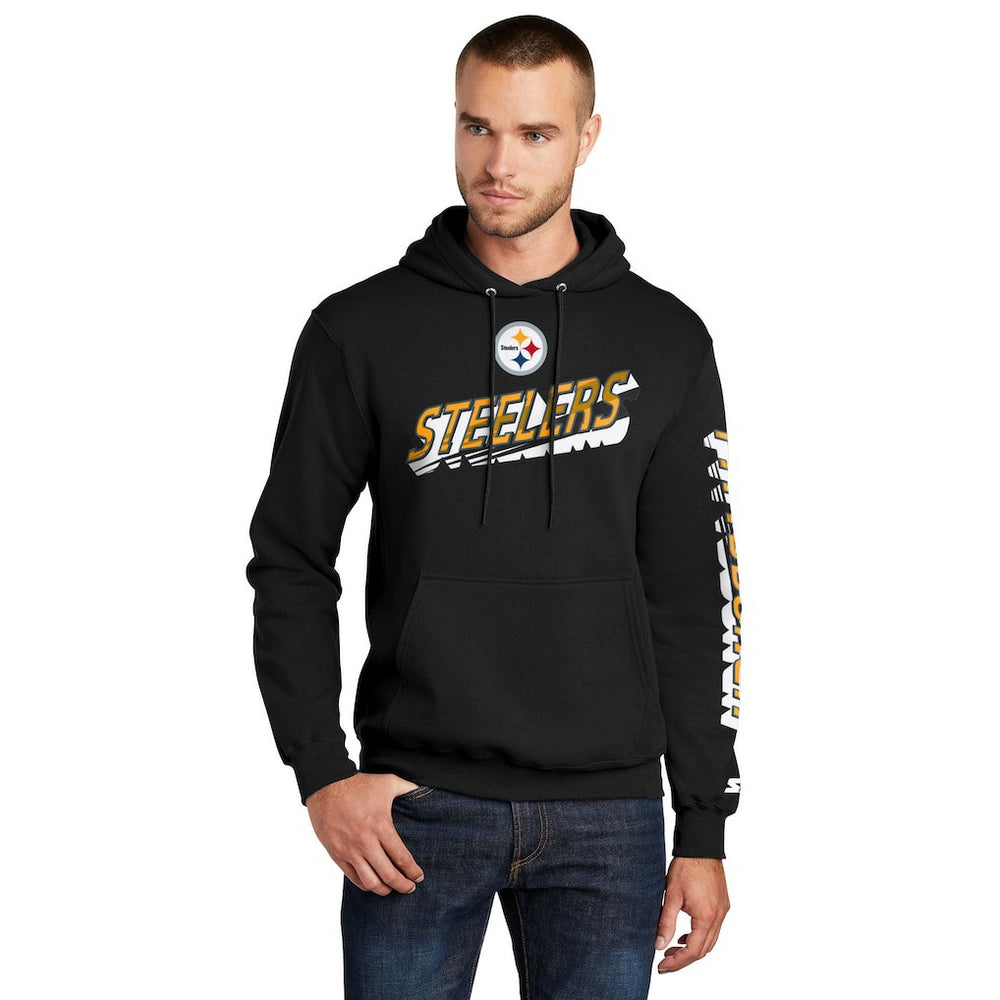 Pittsburgh Steelers Starter Wordmark Logo Pullover Hoodie - Black sale