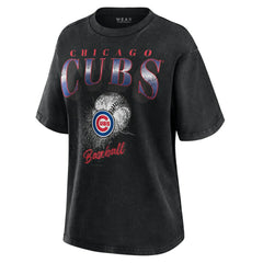 Chicago Cubs WEAR by Erin Andrews Women's Oversized Boyfriend T-Shirt Charcoal