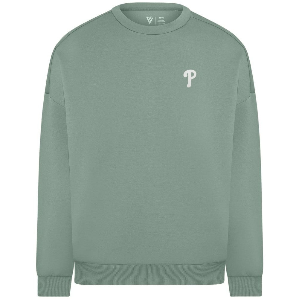 Philadelphia Phillies Levelwear Women's Luxe Signature Tri-Blend Pullover Sweatshirt Sage Green