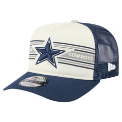 Dallas Cowboys New Era Youth Banner A-Frame 9FIFTY Trucker Snapback Hat - Cream/Navy for sale
