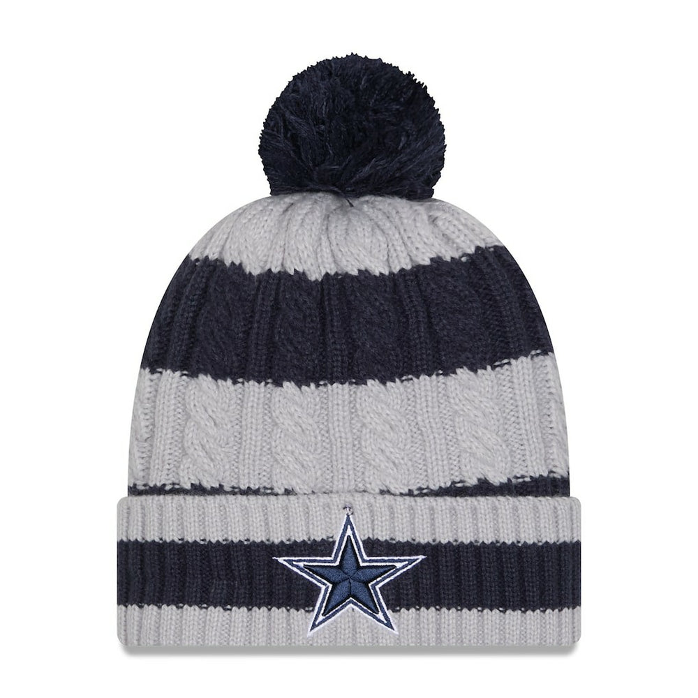 Dallas Cowboys New Era Women's Braided Cuffed Knit Hat with Pom - Navy outlet