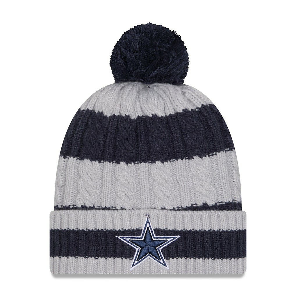 Dallas Cowboys New Era Women's Braided Cuffed Knit Hat with Pom - Navy outlet