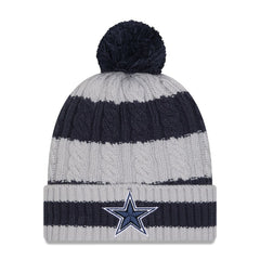 Dallas Cowboys New Era Women's Braided Cuffed Knit Hat with Pom - Navy outlet
