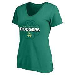 Los Angeles Dodgers Profile Women's Plus Size Celtic V-Neck T-Shirt Kelly Green