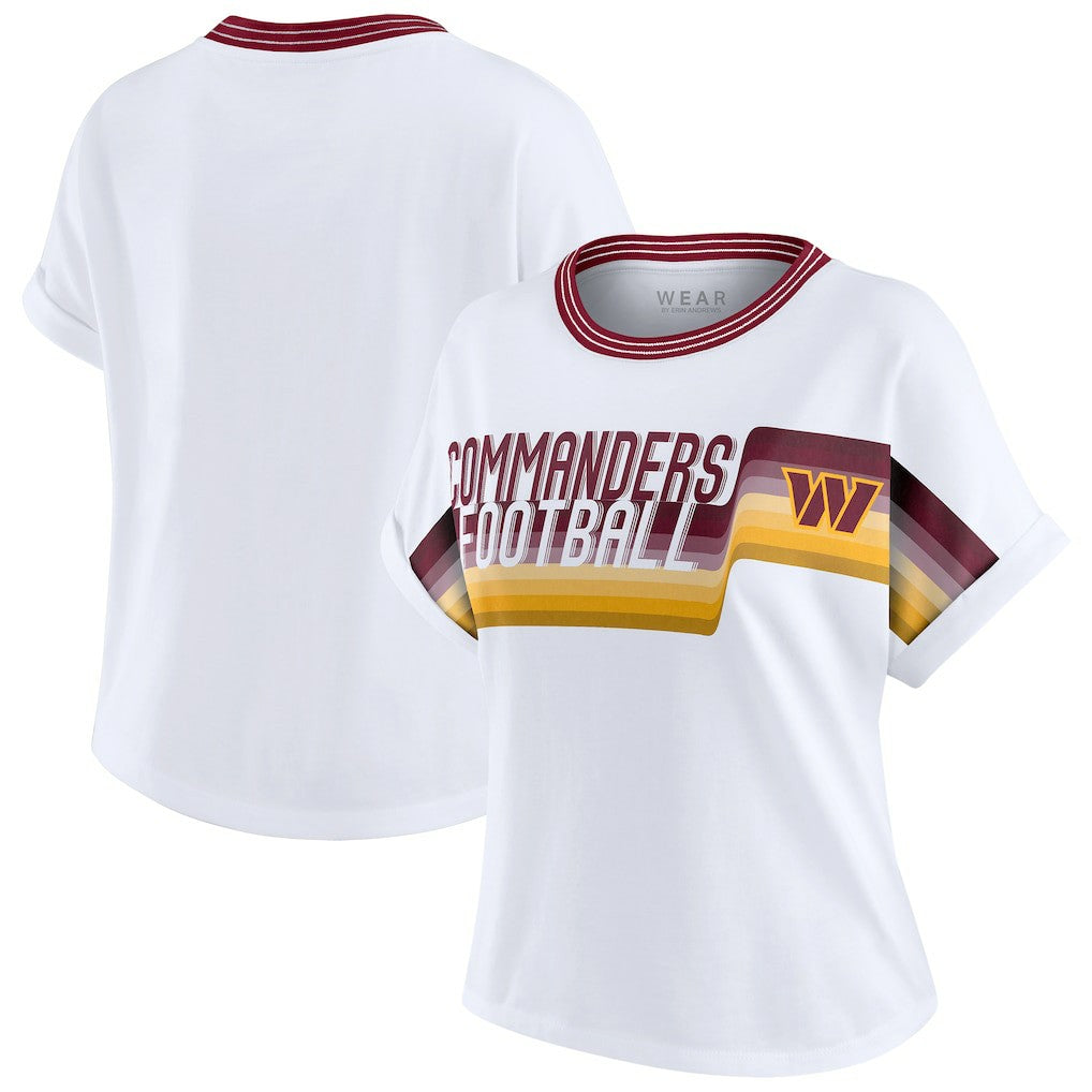 Washington Commanders WEAR by Erin Andrews Women's Cropped Center Stripe Dolman T-Shirt - White outlet