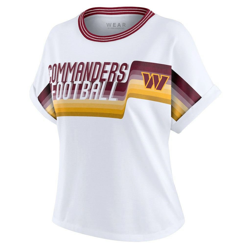 Washington Commanders WEAR by Erin Andrews Women's Cropped Center Stripe Dolman T-Shirt - White outlet