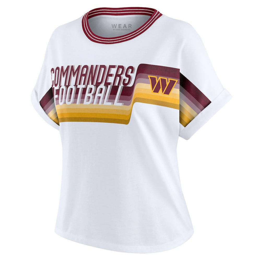 Washington Commanders WEAR by Erin Andrews Women's Cropped Center Stripe Dolman T-Shirt - White outlet