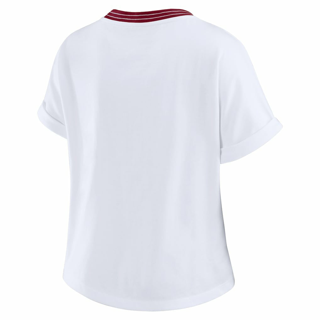 Washington Commanders WEAR by Erin Andrews Women's Cropped Center Stripe Dolman T-Shirt - White outlet