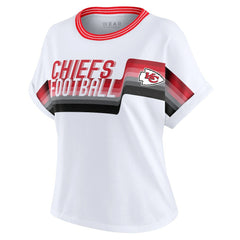 Kansas City Chiefs WEAR by Erin Andrews Women's Cropped Center Stripe Dolman T-Shirt - White sale