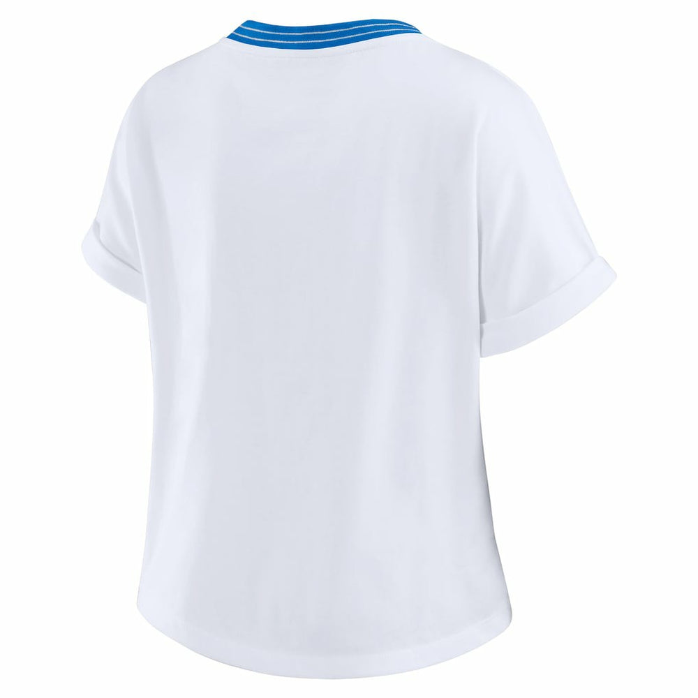 Los Angeles Chargers WEAR by Erin Andrews Women's Cropped Center Stripe Dolman T-Shirt - White outlet