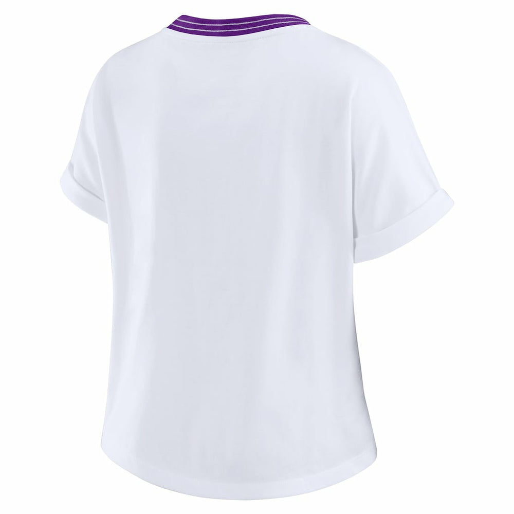 Minnesota Vikings WEAR by Erin Andrews Women's Cropped Center Stripe Dolman T-Shirt - White sale