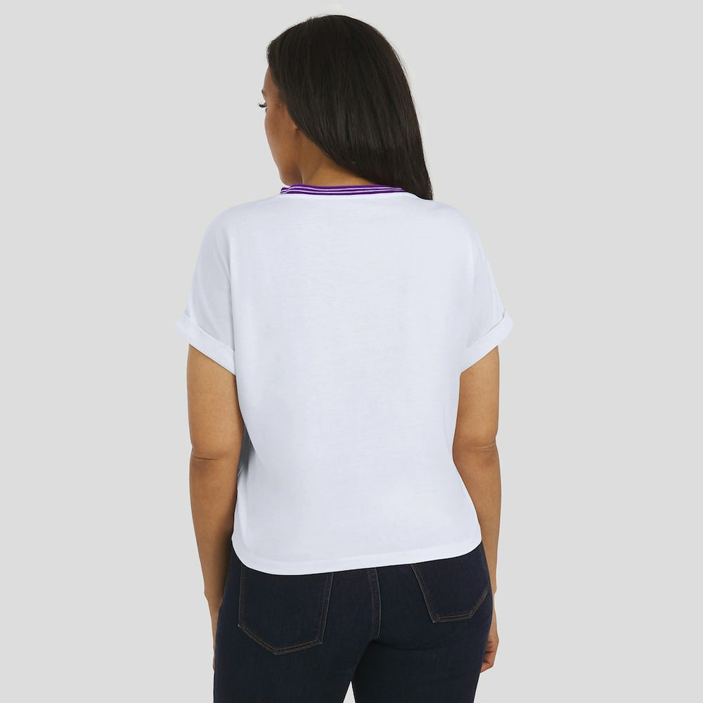 Minnesota Vikings WEAR by Erin Andrews Women's Cropped Center Stripe Dolman T-Shirt - White sale