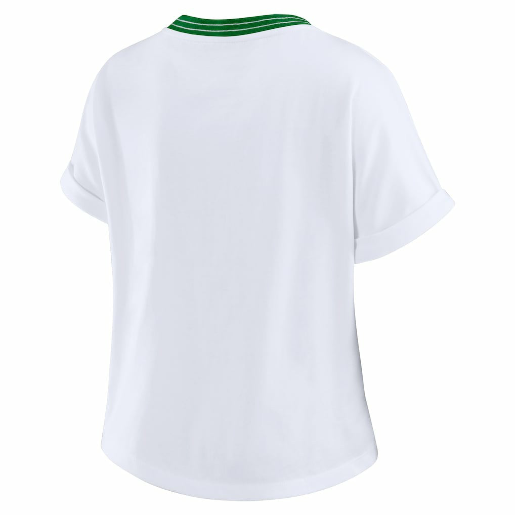 Philadelphia Eagles WEAR by Erin Andrews Women's Cropped Center Stripe Dolman T-Shirt - White outlet