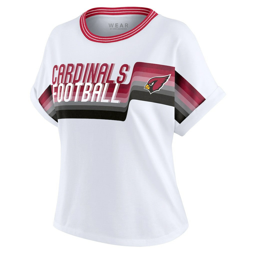 Arizona Cardinals WEAR by Erin Andrews Women's Cropped Center Stripe Dolman T-Shirt - White discount