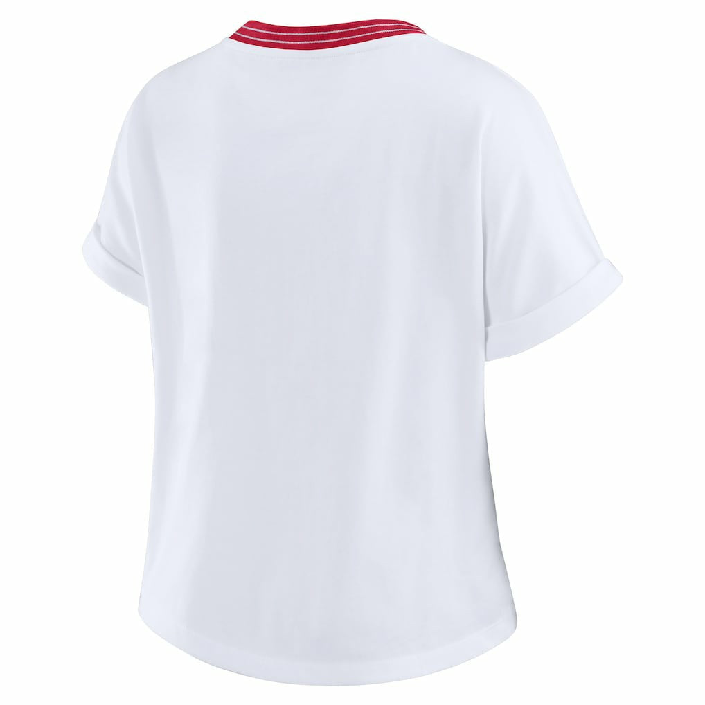 Arizona Cardinals WEAR by Erin Andrews Women's Cropped Center Stripe Dolman T-Shirt - White discount