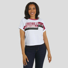 Arizona Cardinals WEAR by Erin Andrews Women's Cropped Center Stripe Dolman T-Shirt - White discount