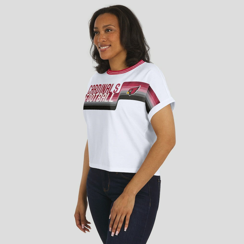 Arizona Cardinals WEAR by Erin Andrews Women's Cropped Center Stripe Dolman T-Shirt - White discount