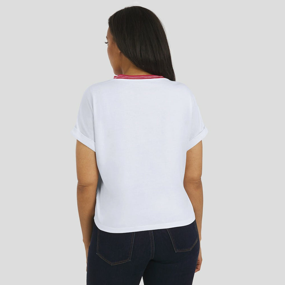 Arizona Cardinals WEAR by Erin Andrews Women's Cropped Center Stripe Dolman T-Shirt - White discount