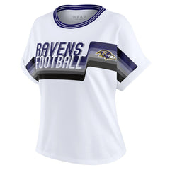 Baltimore Ravens WEAR by Erin Andrews Women's Cropped Center Stripe Dolman T-Shirt - White outlet