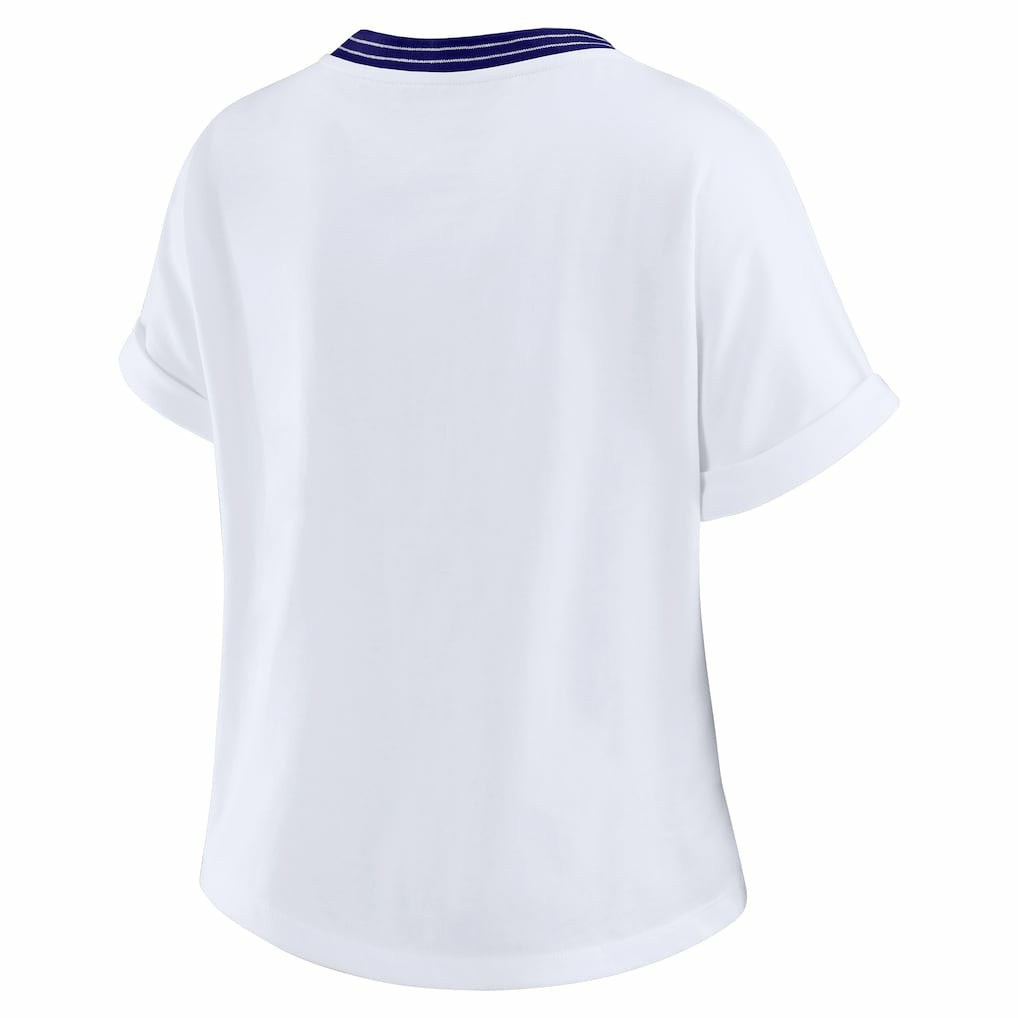 Baltimore Ravens WEAR by Erin Andrews Women's Cropped Center Stripe Dolman T-Shirt - White outlet