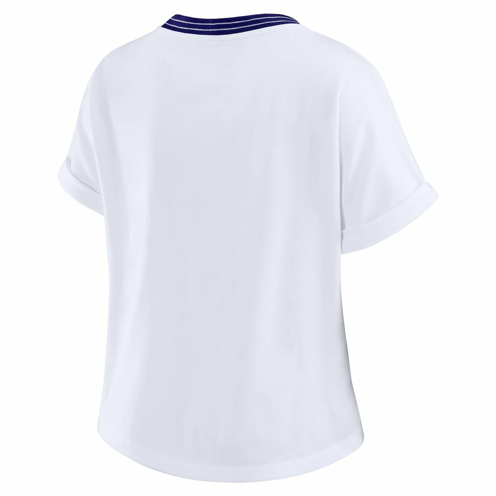 Baltimore Ravens WEAR by Erin Andrews Women's Cropped Center Stripe Dolman T-Shirt - White outlet
